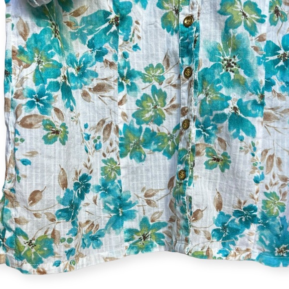 Karen Scott Light-Weight 3/4 Adjustable Sleeve Button Down Blouse Floral Print - Picture 7 of 13